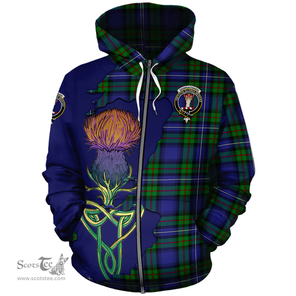 Scottish Donnachaidh Clan Tartan Crest with Thistle and Scotland Map Tartan Plaid Hoodie Scottish Plaid Tartan Plaid - ScotsTee - scotstee.com