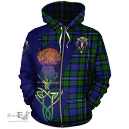 Scottish Donnachaidh Clan Tartan Crest with Thistle and Scotland Map Tartan Plaid Hoodie Scottish Plaid Tartan Plaid - ScotsTee - scotstee.com
