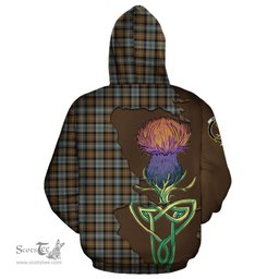 Scottish Gordon Weathered Clan Tartan Crest with Thistle and Scotland Map Tartan Plaid Hoodie Scottish Plaid Tartan Plaid - ScotsTee - scotstee.com