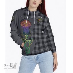 Scottish Douglas Grey Clan Tartan Crest with Thistle and Scotland Map Tartan Plaid Hoodie Scottish Plaid Tartan Plaid - ScotsTee - scotstee.com