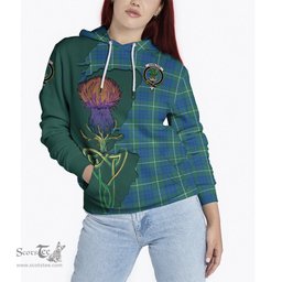 Scottish Hamilton Hunting Ancient Clan Tartan Crest with Thistle and Scotland Map Tartan Plaid Hoodie Scottish Plaid Tartan Plaid - ScotsTee - scotstee.com