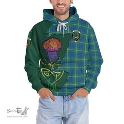 Scottish Hamilton Hunting Ancient Clan Tartan Crest with Thistle and Scotland Map Tartan Plaid Hoodie Scottish Plaid Tartan Plaid - ScotsTee - scotstee.com