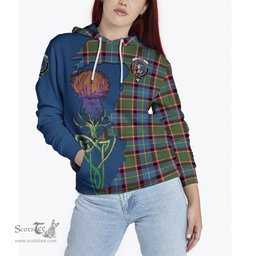 Scottish Glass Clan Tartan Crest with Thistle and Scotland Map Tartan Plaid Hoodie Scottish Plaid Tartan Plaid - ScotsTee - scotstee.com