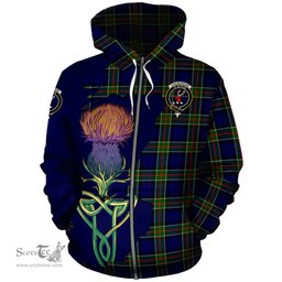 Scottish Colquhoun Modern Clan Tartan Crest with Thistle and Scotland Map Tartan Plaid Hoodie Scottish Plaid Tartan Plaid - ScotsTee - scotstee.com