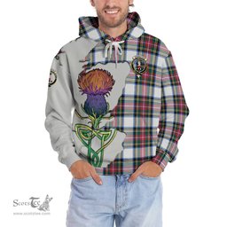 Scottish Dennistoun Clan Tartan Crest with Thistle and Scotland Map Tartan Plaid Hoodie Scottish Plaid Tartan Plaid - ScotsTee - scotstee.com