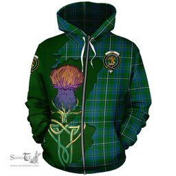 Scottish Hay Hunting Clan Tartan Crest with Thistle and Scotland Map Tartan Plaid Hoodie Scottish Plaid Tartan Plaid - ScotsTee - scotstee.com