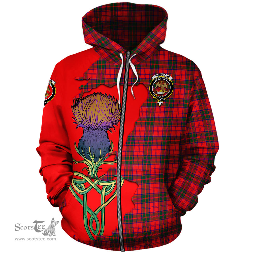 Scottish Drummond Modern Clan Tartan Crest with Thistle and Scotland Map Tartan Plaid Hoodie Scottish Plaid Tartan Plaid - ScotsTee - scotstee.com