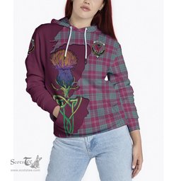 Scottish Crawford Ancient Clan Tartan Crest with Thistle and Scotland Map Tartan Plaid Hoodie Scottish Plaid Tartan Plaid - ScotsTee - scotstee.com