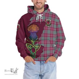 Scottish Crawford Ancient Clan Tartan Crest with Thistle and Scotland Map Tartan Plaid Hoodie Scottish Plaid Tartan Plaid - ScotsTee - scotstee.com