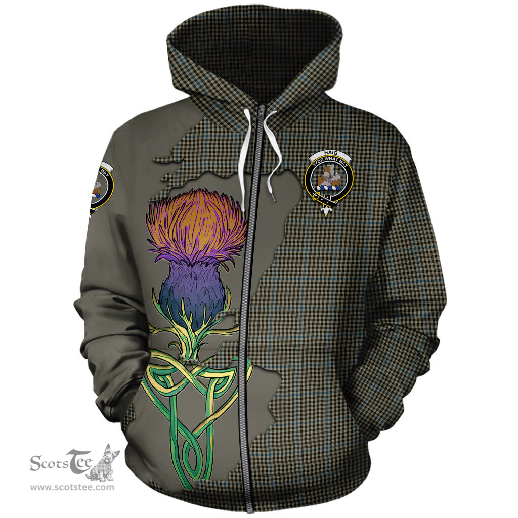 Scottish Haig Clan Tartan Crest with Thistle and Scotland Map Tartan Plaid Hoodie Scottish Plaid Tartan Plaid - ScotsTee - scotstee.com