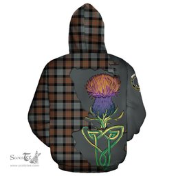 Scottish Gunn Weathered Clan Tartan Crest with Thistle and Scotland Map Tartan Plaid Hoodie Scottish Plaid Tartan Plaid - ScotsTee - scotstee.com