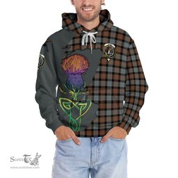 Scottish Gunn Weathered Clan Tartan Crest with Thistle and Scotland Map Tartan Plaid Hoodie Scottish Plaid Tartan Plaid - ScotsTee - scotstee.com