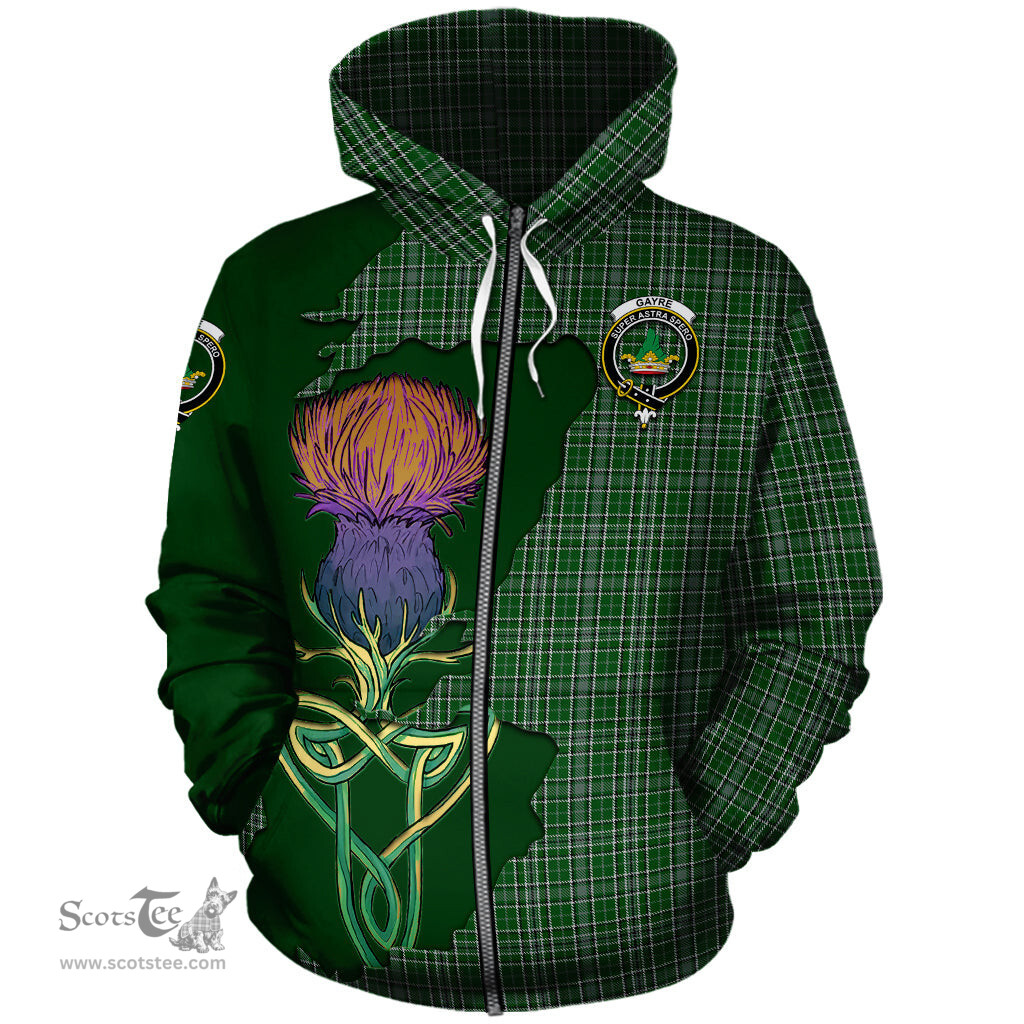 Scottish Gayre Dress Clan Tartan Crest with Thistle and Scotland Map Tartan Plaid Hoodie Scottish Plaid Tartan Plaid - ScotsTee - scotstee.com