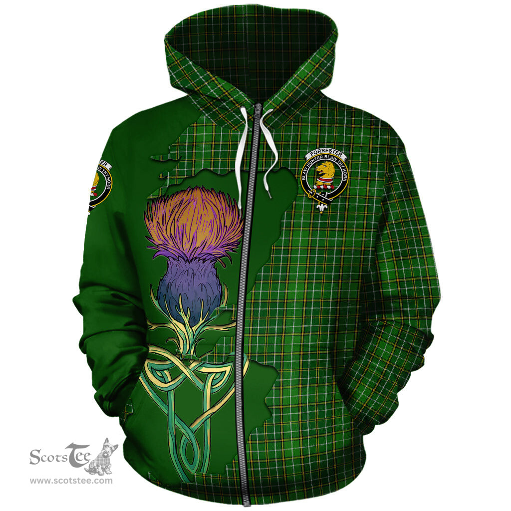 Scottish Forrester or Foster Hunting Clan Tartan Crest with Thistle and Scotland Map Tartan Plaid Hoodie Scottish Plaid Tartan Plaid - ScotsTee - scotstee.com