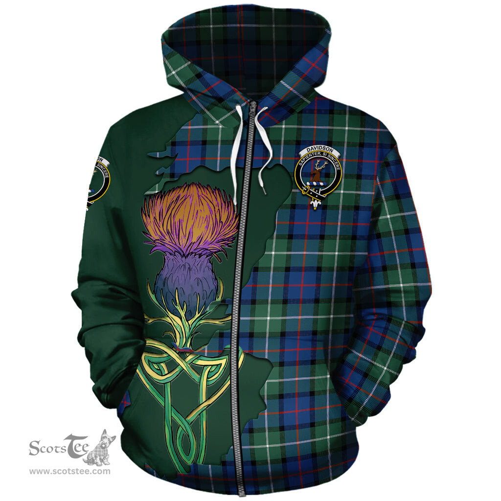 Scottish Davidson of Tulloch Clan Tartan Crest with Thistle and Scotland Map Tartan Plaid Hoodie Scottish Plaid Tartan Plaid - ScotsTee - scotstee.com