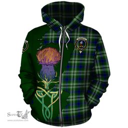 Scottish Haliburton Clan Tartan Crest with Thistle and Scotland Map Tartan Plaid Hoodie Scottish Plaid Tartan Plaid - ScotsTee - scotstee.com