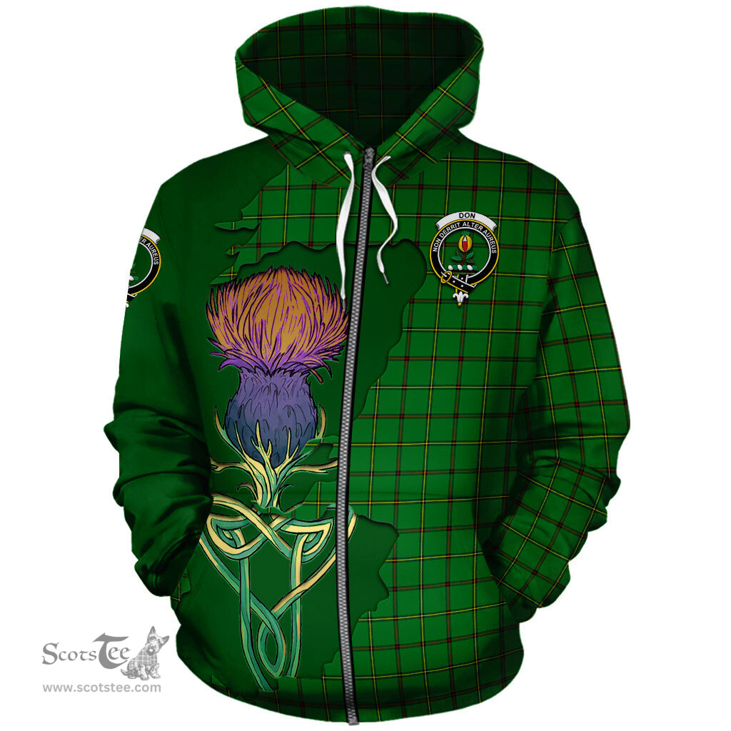 Scottish Don Clan Tartan Crest with Thistle and Scotland Map Tartan Plaid Hoodie Scottish Plaid Tartan Plaid - ScotsTee - scotstee.com