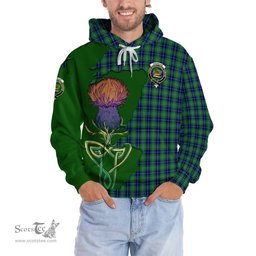 Scottish Douglas Clan Tartan Crest with Thistle and Scotland Map Tartan Plaid Hoodie Scottish Plaid Tartan Plaid - ScotsTee - scotstee.com
