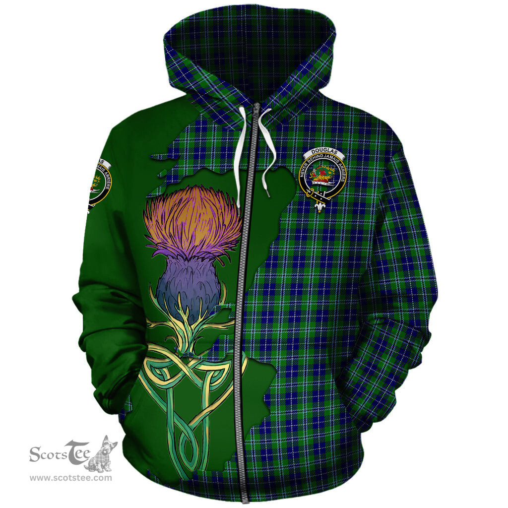 Scottish Douglas Clan Tartan Crest with Thistle and Scotland Map Tartan Plaid Hoodie Scottish Plaid Tartan Plaid - ScotsTee - scotstee.com