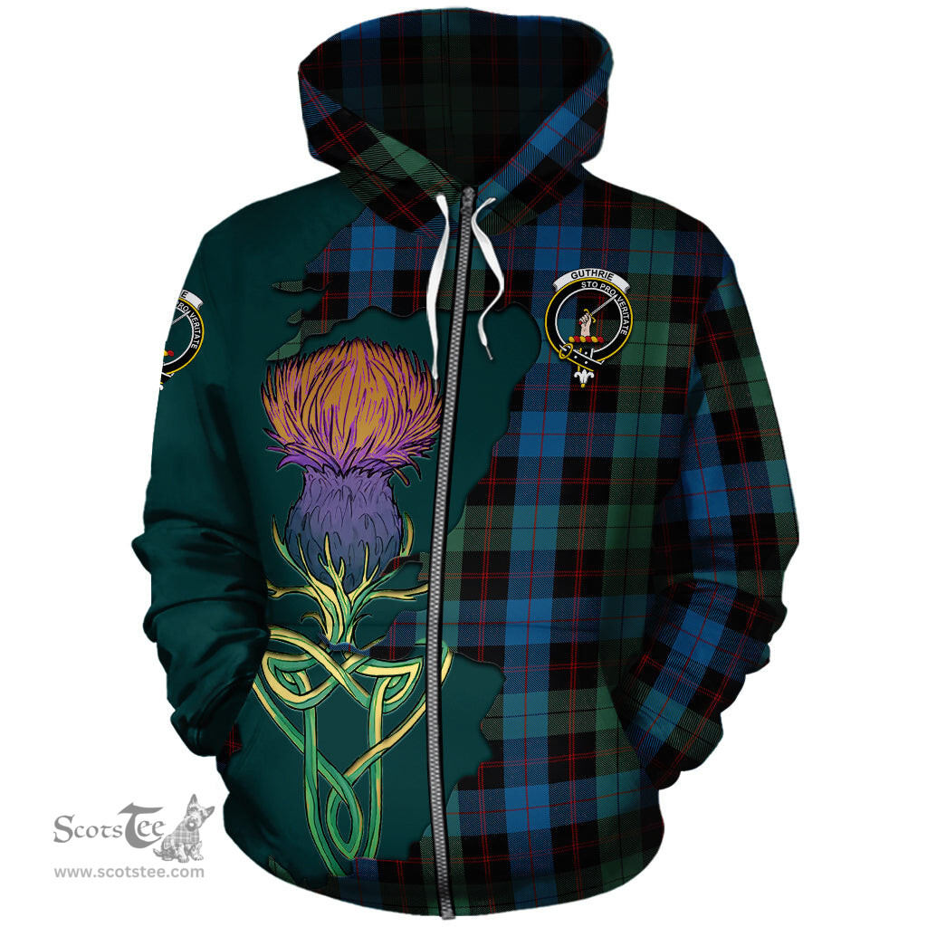 Scottish Guthrie Clan Tartan Crest with Thistle and Scotland Map Tartan Plaid Hoodie Scottish Plaid Tartan Plaid - ScotsTee - scotstee.com