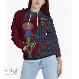 Scottish Gordon Red Clan Tartan Crest with Thistle and Scotland Map Tartan Plaid Hoodie Scottish Plaid Tartan Plaid - ScotsTee - scotstee.com