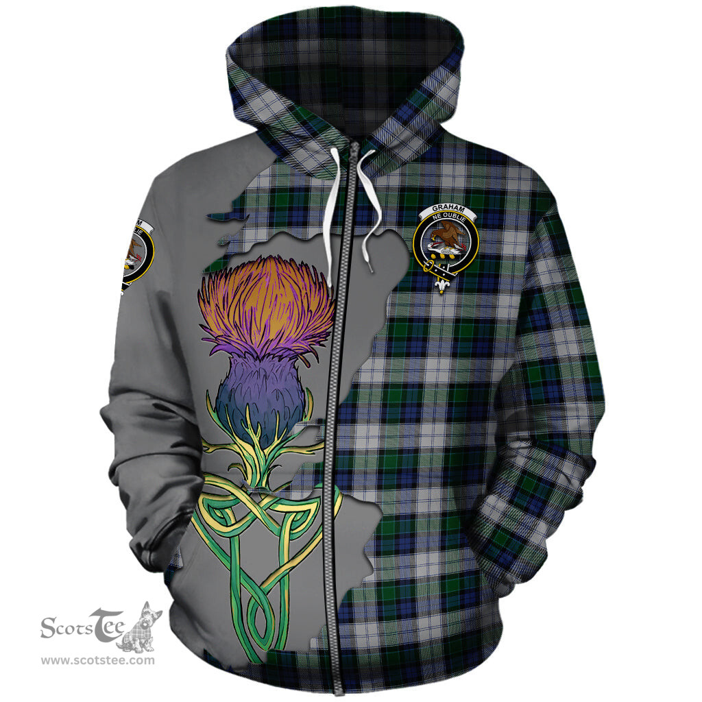 Scottish Graham Dress Clan Tartan Crest with Thistle and Scotland Map Tartan Plaid Hoodie Scottish Plaid Tartan Plaid - ScotsTee - scotstee.com