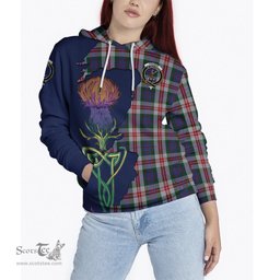 Scottish Fraser Red Dress Clan Tartan Crest with Thistle and Scotland Map Tartan Plaid Hoodie Scottish Plaid Tartan Plaid - ScotsTee - scotstee.com