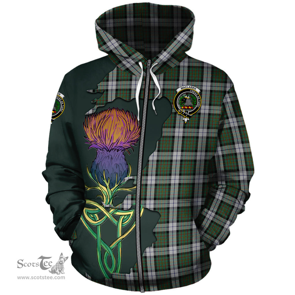 Scottish MacLaren Dress Clan Tartan Crest with Thistle and Scotland Map Tartan Plaid Hoodie Scottish Plaid Tartan Plaid - ScotsTee - scotstee.com