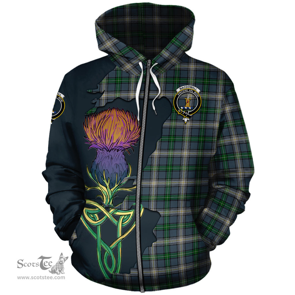 Scottish MacDowall Clan Tartan Crest with Thistle and Scotland Map Tartan Plaid Hoodie Scottish Plaid Tartan Plaid - ScotsTee - scotstee.com