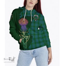 Scottish Irvine of Bonshaw Clan Tartan Crest with Thistle and Scotland Map Tartan Plaid Hoodie Scottish Plaid Tartan Plaid - ScotsTee - scotstee.com