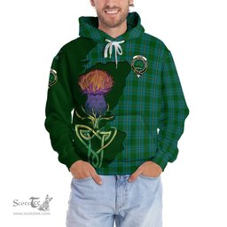 Scottish Irvine of Bonshaw Clan Tartan Crest with Thistle and Scotland Map Tartan Plaid Hoodie Scottish Plaid Tartan Plaid - ScotsTee - scotstee.com