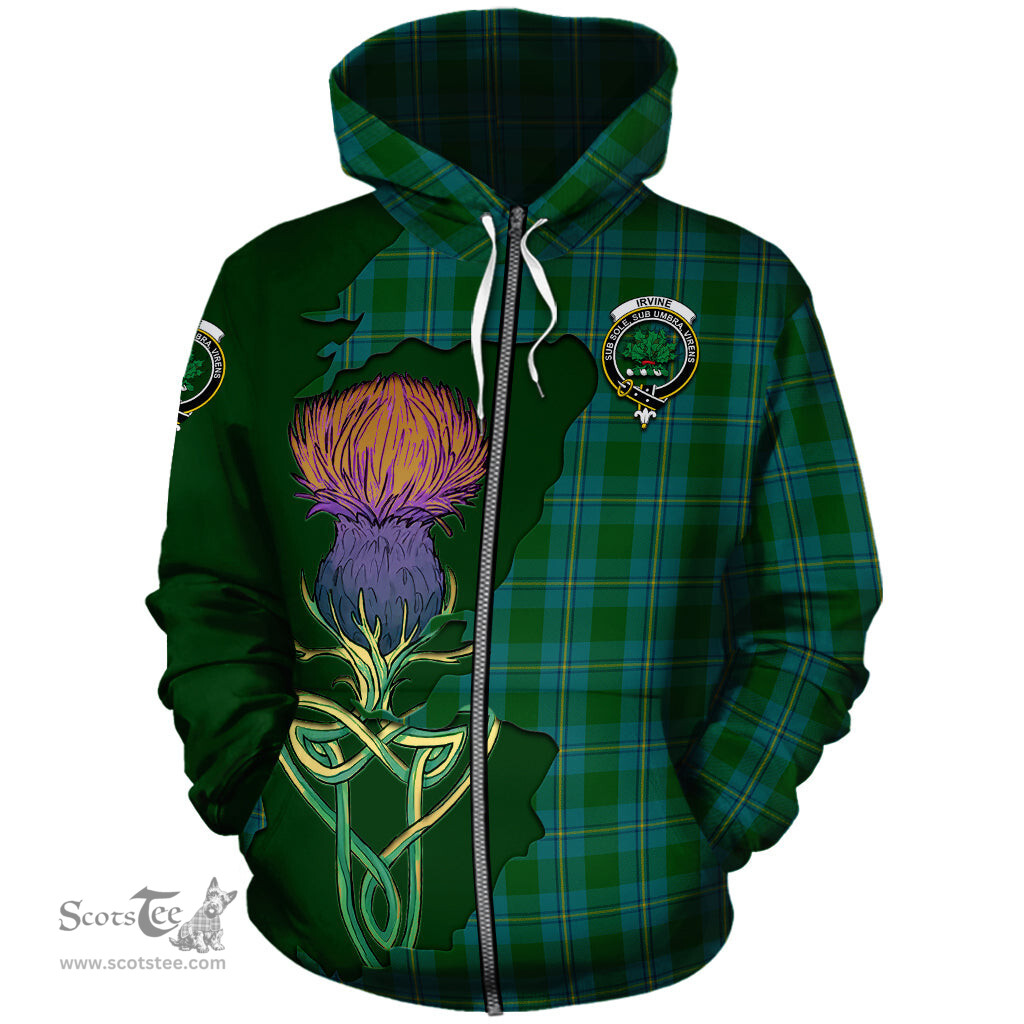 Scottish Irvine of Bonshaw Clan Tartan Crest with Thistle and Scotland Map Tartan Plaid Hoodie Scottish Plaid Tartan Plaid - ScotsTee - scotstee.com
