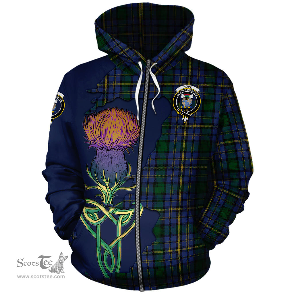 Scottish Hope Clan Originaux Clan Tartan Crest with Thistle and Scotland Map Tartan Plaid Hoodie Scottish Plaid Tartan Plaid - ScotsTee - scotstee.com