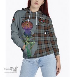 Scottish MacLeod of Harris Weathered Clan Tartan Crest with Thistle and Scotland Map Tartan Plaid Hoodie Scottish Plaid Tartan Plaid - ScotsTee - scotstee.com