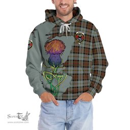 Scottish MacLeod of Harris Weathered Clan Tartan Crest with Thistle and Scotland Map Tartan Plaid Hoodie Scottish Plaid Tartan Plaid - ScotsTee - scotstee.com