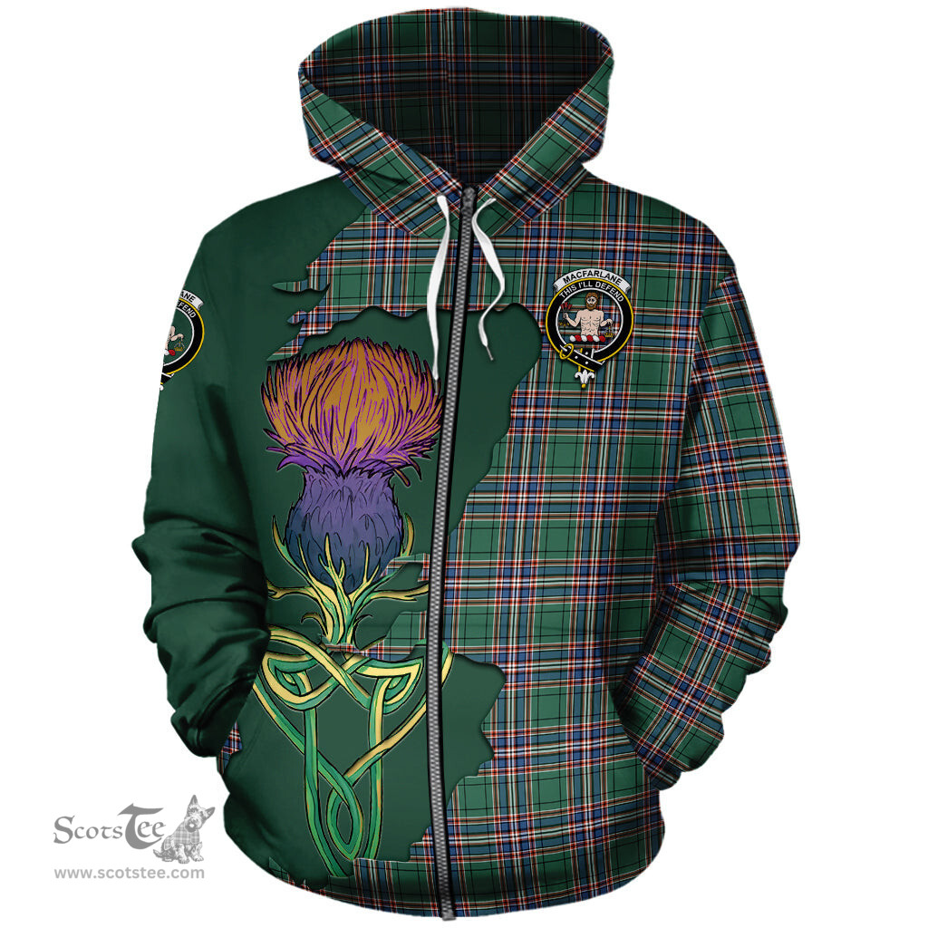 Scottish MacFarlane Hunting Ancient Clan Tartan Crest with Thistle and Scotland Map Tartan Plaid Hoodie Scottish Plaid Tartan Plaid - ScotsTee - scotstee.com
