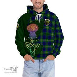 Scottish Johnstone Modern Clan Tartan Crest with Thistle and Scotland Map Tartan Plaid Hoodie Scottish Plaid Tartan Plaid - ScotsTee - scotstee.com