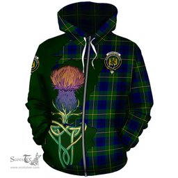 Scottish Johnstone Modern Clan Tartan Crest with Thistle and Scotland Map Tartan Plaid Hoodie Scottish Plaid Tartan Plaid - ScotsTee - scotstee.com