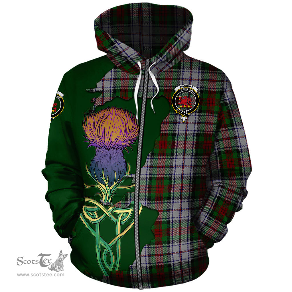 Scottish MacDuff Dress Clan Tartan Crest with Thistle and Scotland Map Tartan Plaid Hoodie Scottish Plaid Tartan Plaid - ScotsTee - scotstee.com