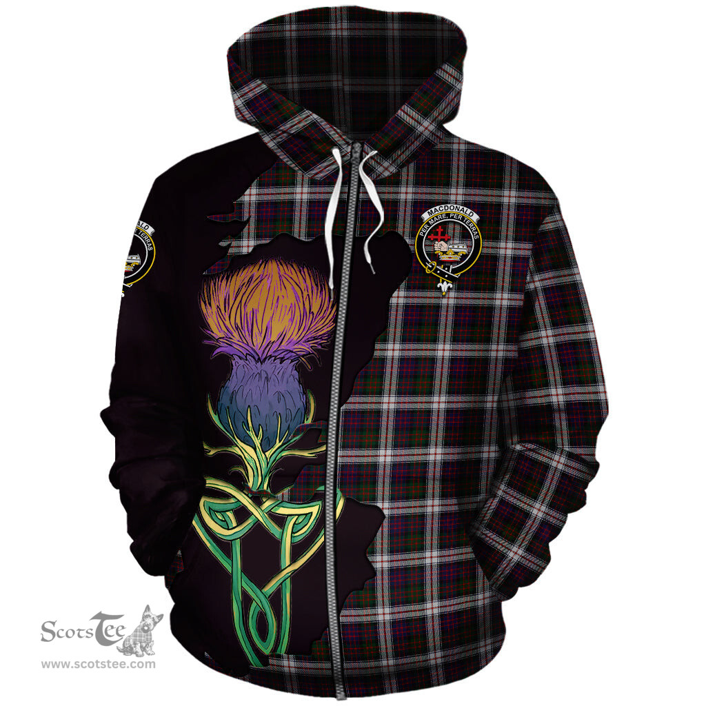 Scottish MacDonald Dress Clan Tartan Crest with Thistle and Scotland Map Tartan Plaid Hoodie Scottish Plaid Tartan Plaid - ScotsTee - scotstee.com