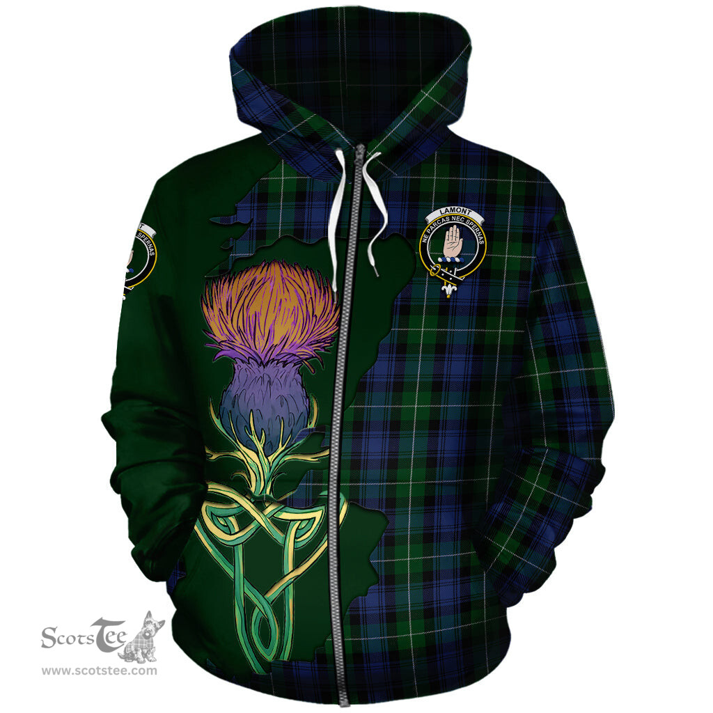 Scottish Lamont #2 Clan Tartan Crest with Thistle and Scotland Map Tartan Plaid Hoodie Scottish Plaid Tartan Plaid - ScotsTee - scotstee.com