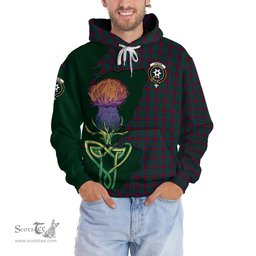 Scottish Jardine Dress Clan Tartan Crest with Thistle and Scotland Map Tartan Plaid Hoodie Scottish Plaid Tartan Plaid - ScotsTee - scotstee.com