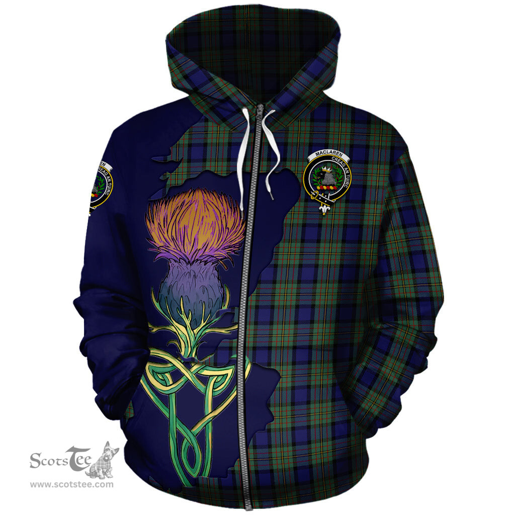 Scottish MacLaren Clan Tartan Crest with Thistle and Scotland Map Tartan Plaid Hoodie Scottish Plaid Tartan Plaid - ScotsTee - scotstee.com