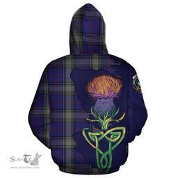 Scottish Kinnaird Clan Tartan Crest with Thistle and Scotland Map Tartan Plaid Hoodie Scottish Plaid Tartan Plaid - ScotsTee - scotstee.com