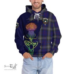 Scottish Kinnaird Clan Tartan Crest with Thistle and Scotland Map Tartan Plaid Hoodie Scottish Plaid Tartan Plaid - ScotsTee - scotstee.com