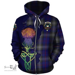 Scottish Kinnaird Clan Tartan Crest with Thistle and Scotland Map Tartan Plaid Hoodie Scottish Plaid Tartan Plaid - ScotsTee - scotstee.com
