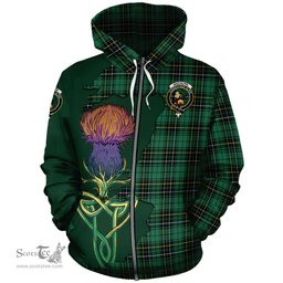 Scottish MacAlpin Ancient Clan Tartan Crest with Thistle and Scotland Map Tartan Plaid Hoodie Scottish Plaid Tartan Plaid - ScotsTee - scotstee.com