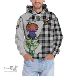 Scottish MacLeod Black and White Clan Tartan Crest with Thistle and Scotland Map Tartan Plaid Hoodie Scottish Plaid Tartan Plaid - ScotsTee - scotstee.com