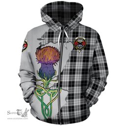 Scottish MacLeod Black and White Clan Tartan Crest with Thistle and Scotland Map Tartan Plaid Hoodie Scottish Plaid Tartan Plaid - ScotsTee - scotstee.com