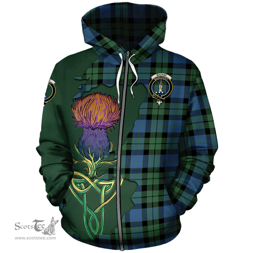 Scottish MacKay Ancient Clan Tartan Crest with Thistle and Scotland Map Tartan Plaid Hoodie Scottish Plaid Tartan Plaid - ScotsTee - scotstee.com